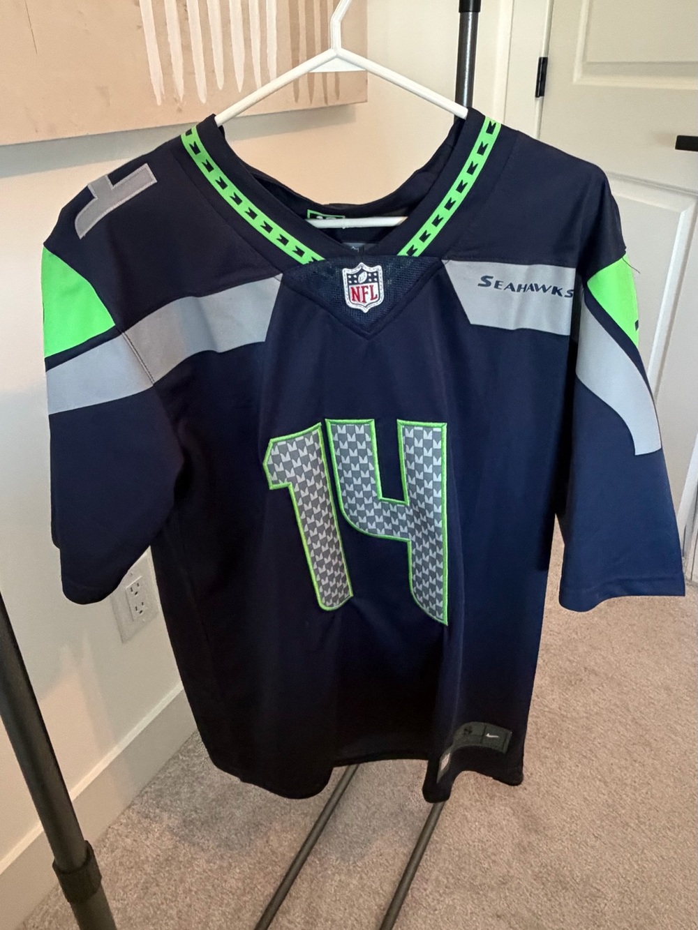 Nike Seattle Seahawks Navy & Neon Green #14 Jersey